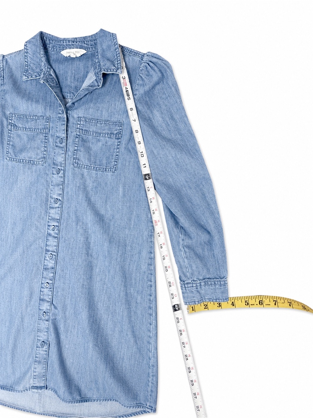 F&F Women’s Size 2 Denim Shirt Dress Chambray Button Down Casual Chic Western - Picture 5 of 7